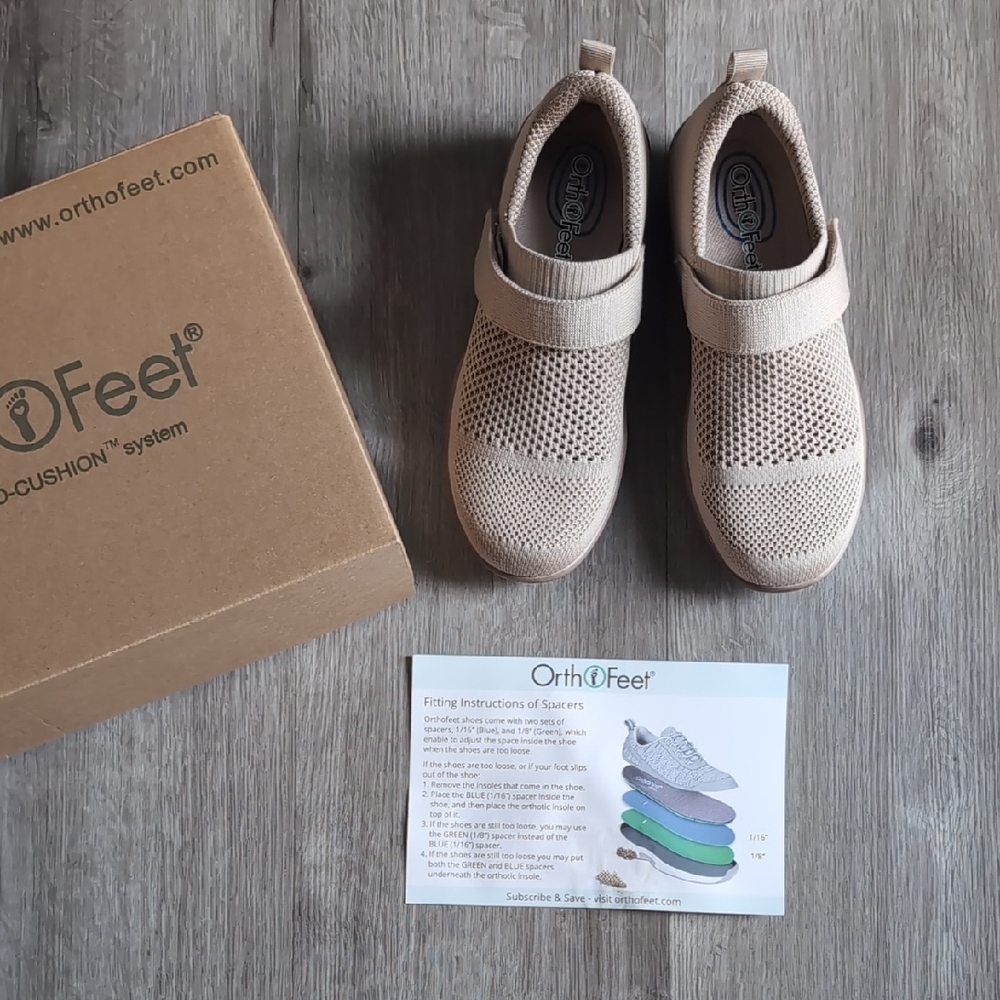 Orthofeet Beige Walker Slip-On Shoes